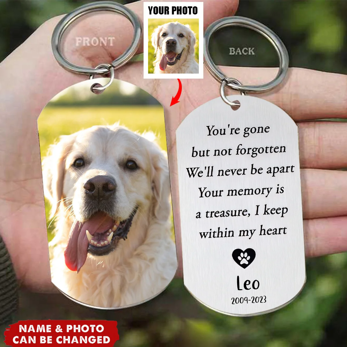 You're Gone But Not Forgotten - Personalized Photo Stainless Steel Keychain Gift For Pet Lovers - Image 2